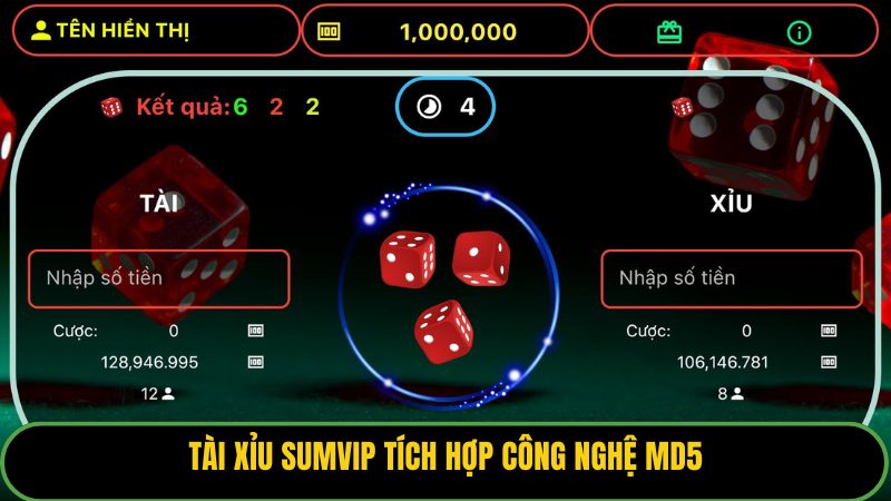 Tài xỉu Sumvip tích hợp công nghệ MD5