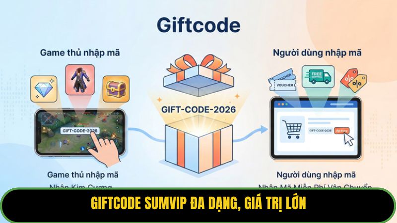Giftcode Sumvip đa dạng, giá trị lớn