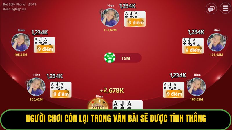 Người chơi còn lại trong ván bài sẽ được tính thắng