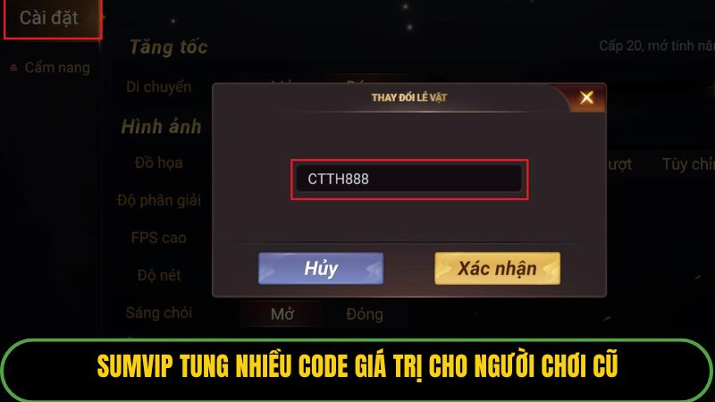 Sumvip tung nhiều code giá trị cho người chơi cũ